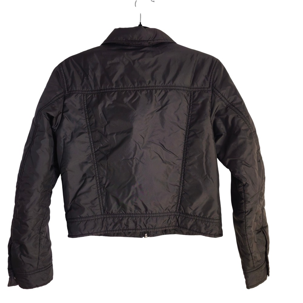 Diesel Women's Black Nylon Moto Bomber Zip Up Jacket M Streetwear Utility - Picture 3 of 15